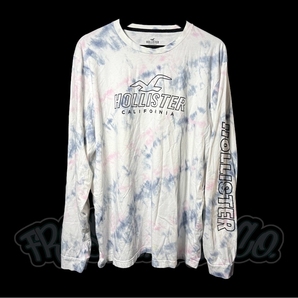 Hollister Blue and Pink Long Sleeve Tee Sz XXL (Worn)